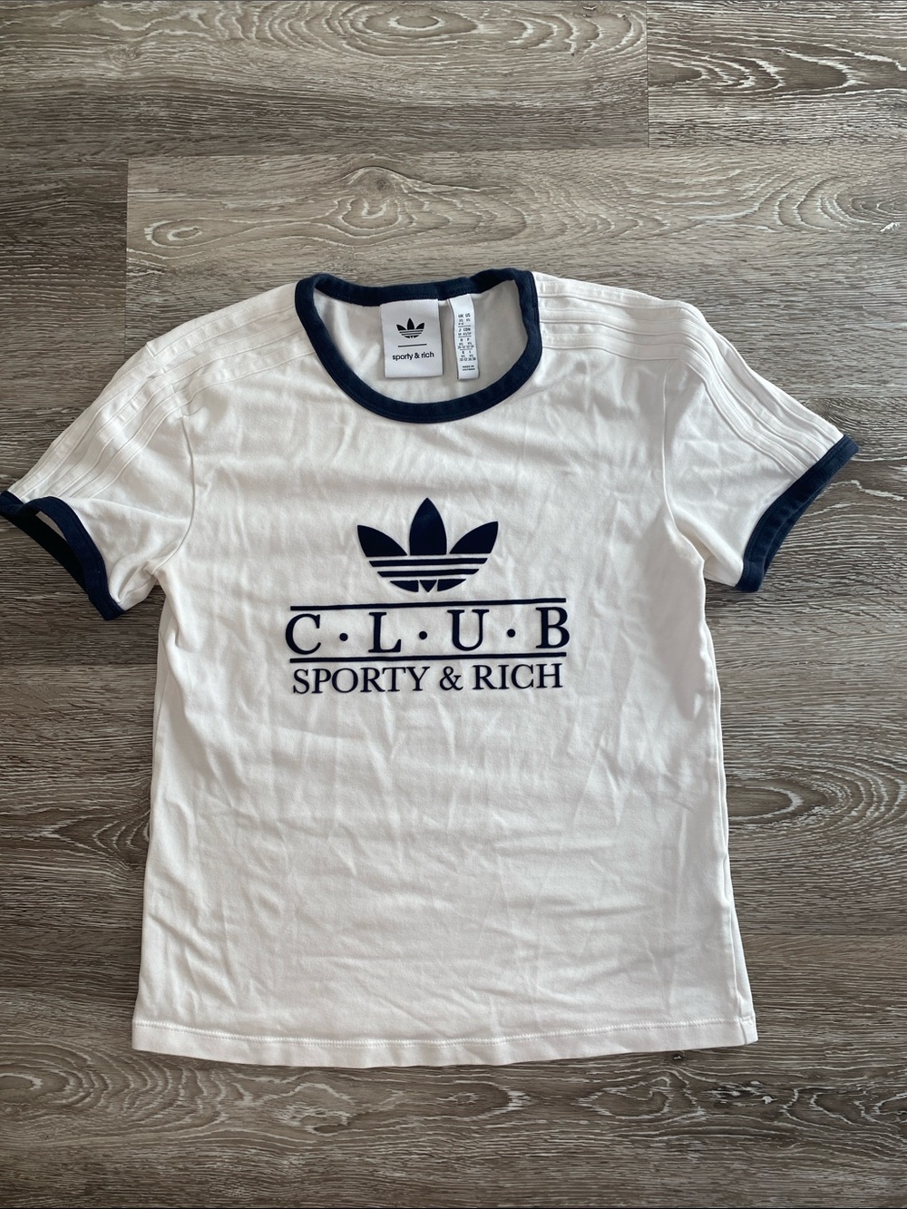 Sporty & Rich White Tee with Navy CLUB Logo